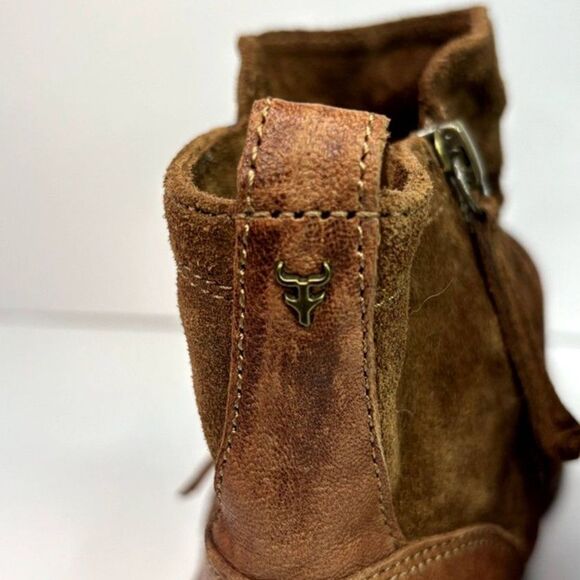 Trask Naomi Suede Brown Ankle Boots Low Cut Booties Buckle Leather Comfy NWOT - Picture 5 of 12